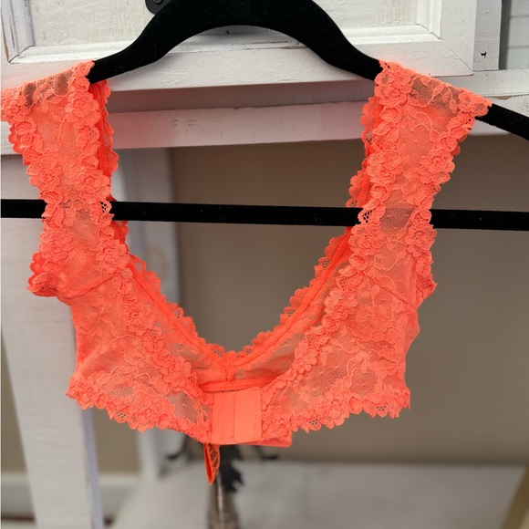SKIMS Lace Plunge Bralette in Neon Orange - Picture 2 of 4